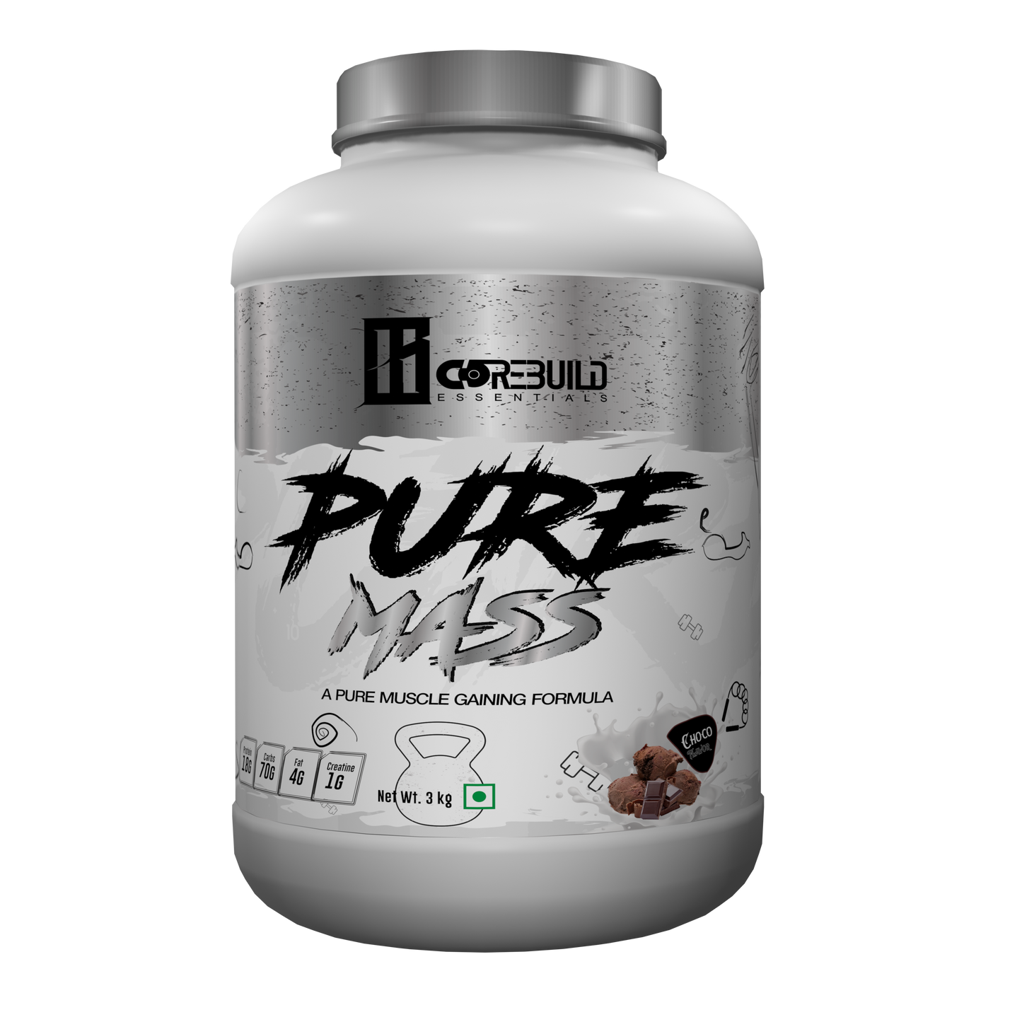 CoreBuild Pure Mass Gainer Powder | High-Calorie Muscle Builder | Vitamins & Minerals | Clean Bulking & Faster Recovery